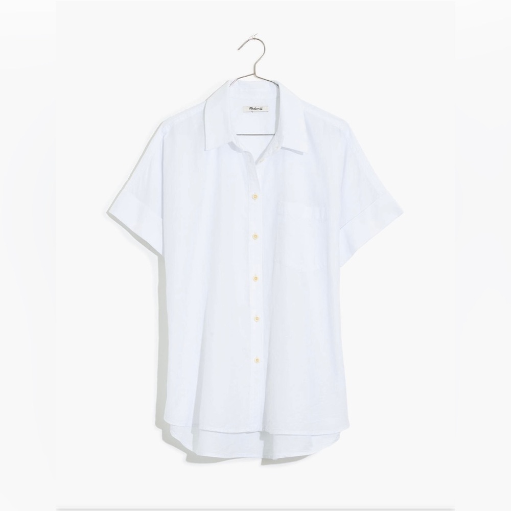 Madewell, linen blend, courier pleat-back shirt, size XXS